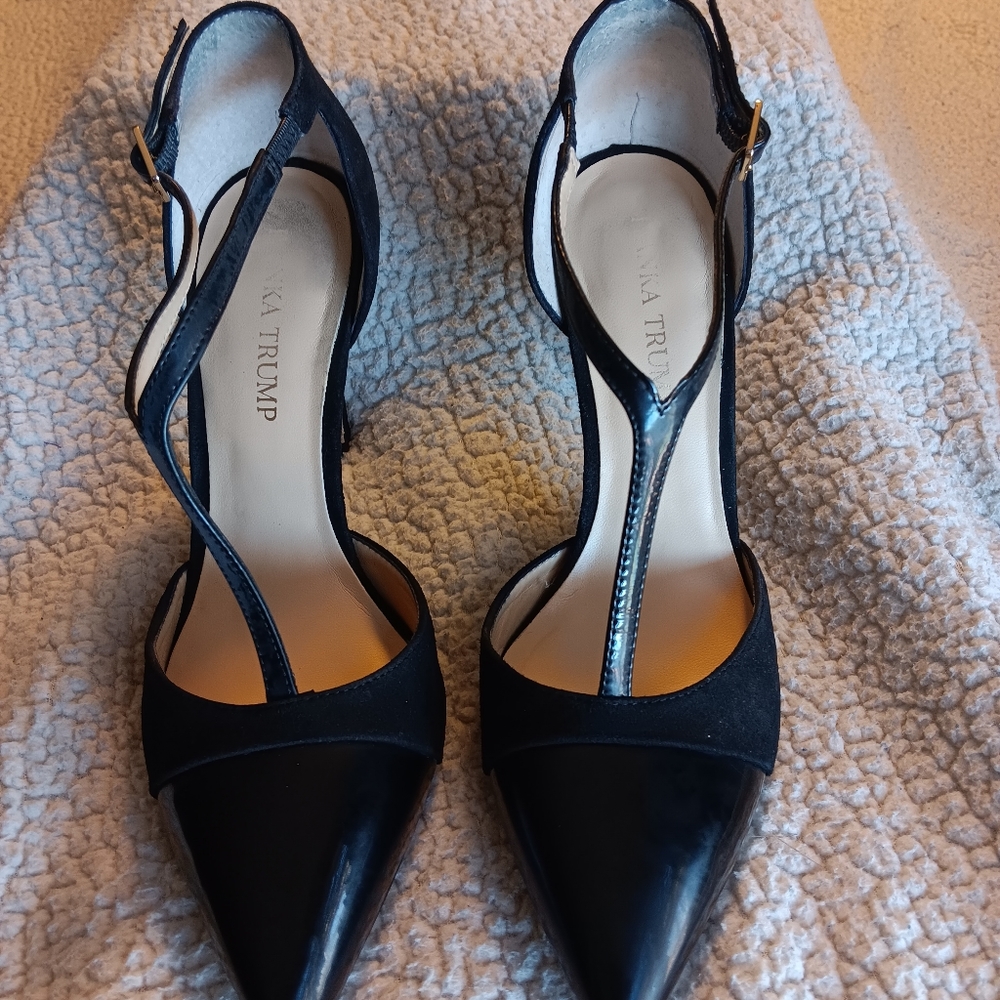4" T strap black heels